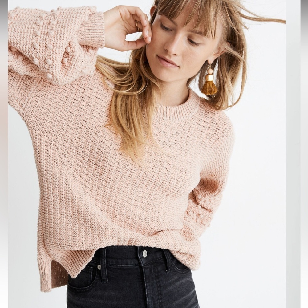 Madewell Bobble Pullover Knit Sweater in Avalon Pink Size Small